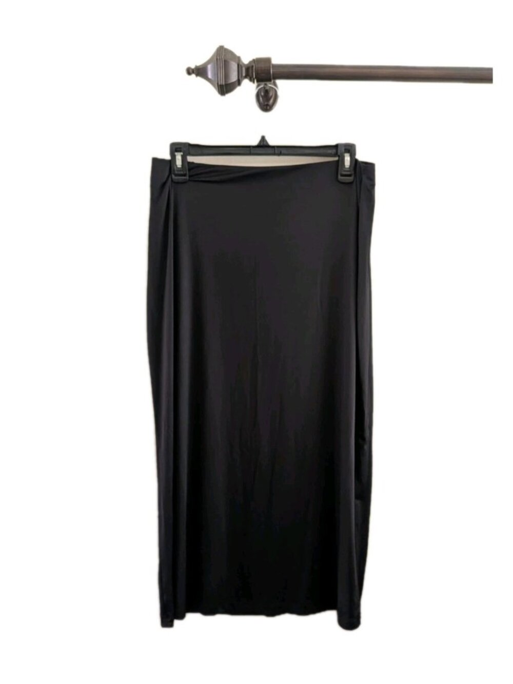 ​H&M Black Satin Midi Skirt Womens Med 90s Aesthetic Slip Minimalist ChicGoth